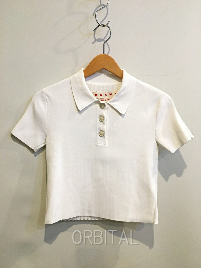【中古】双生児玉) MARNI マルニ 25AW 白いこと ビスコース人絹二分の一＆二分の一ポロ 半袖 編み物スポーツシャツ 38 通貨価値179,300円