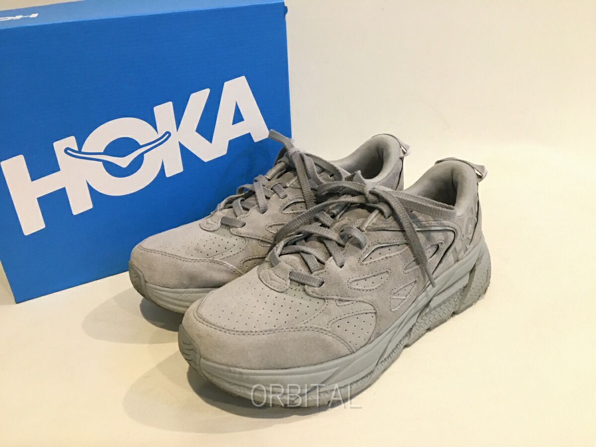 【中古】双生児玉) HOKA ホカ クリフトン L スエードクロス CLIFTON L SUEDE LIMESTONE 薄墨色 メンズ スニーカー 26.5糎 通貨価値24,200円