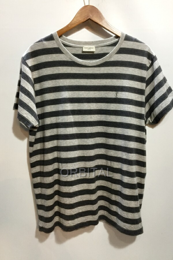 国内即発 確保済 サンローラン Tシャツ ボーダー グレー系 楽天市場】【中古】SAINT LAURENT PARIS 409838 ボーダー T