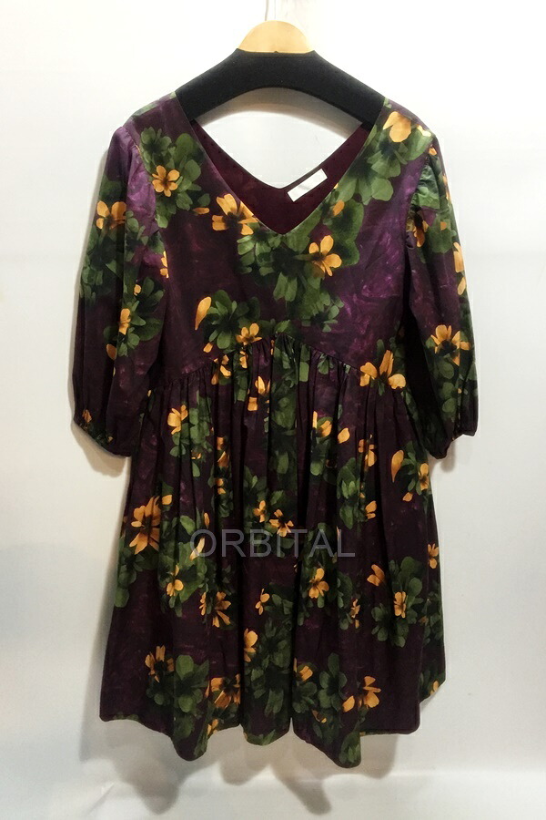 【中古】代官山)Merlette マーレット 105N57PP 花柄 V素っ首 衣装 パープル 御花 総柄 大きさXS