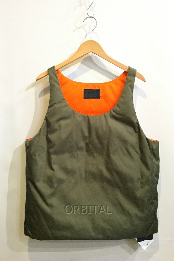【中古】双生児玉)PRADA プラダ 23AW 未当て嵌める Re-Nylon リナイロンダウンベスト カーキ×オレンジ色  メンズ Ｍ 国内定め事