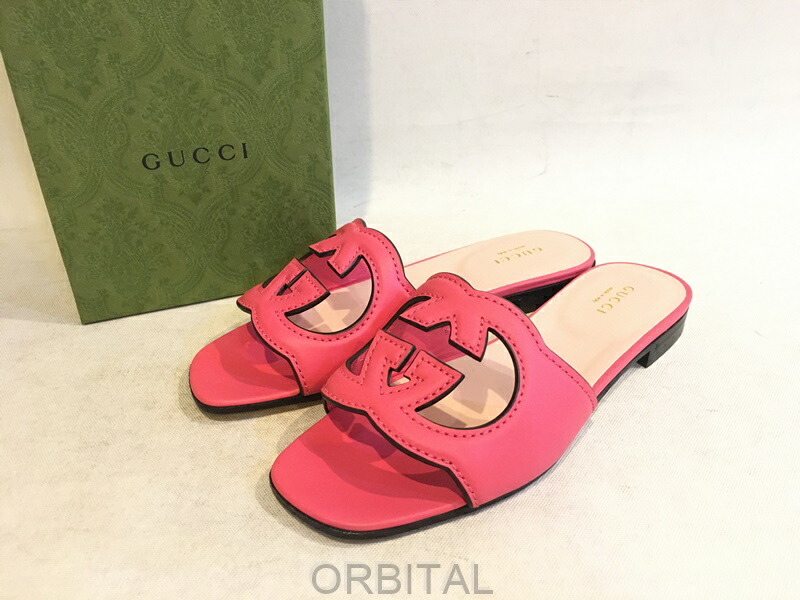 GUCCI プラットフォーム エスパドリーユ 525711 36 1/2 中古 GUCCI グッチ 525711 ロゴプリント プラットフォーム シェリー
