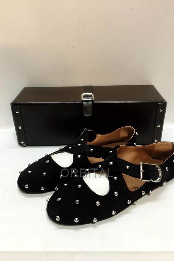 ALAIA パテントレザー クロス フラットシューズ　39 アライア　ブラック ALAIA パテントレザー クロス フラットシューズ 39 アライア