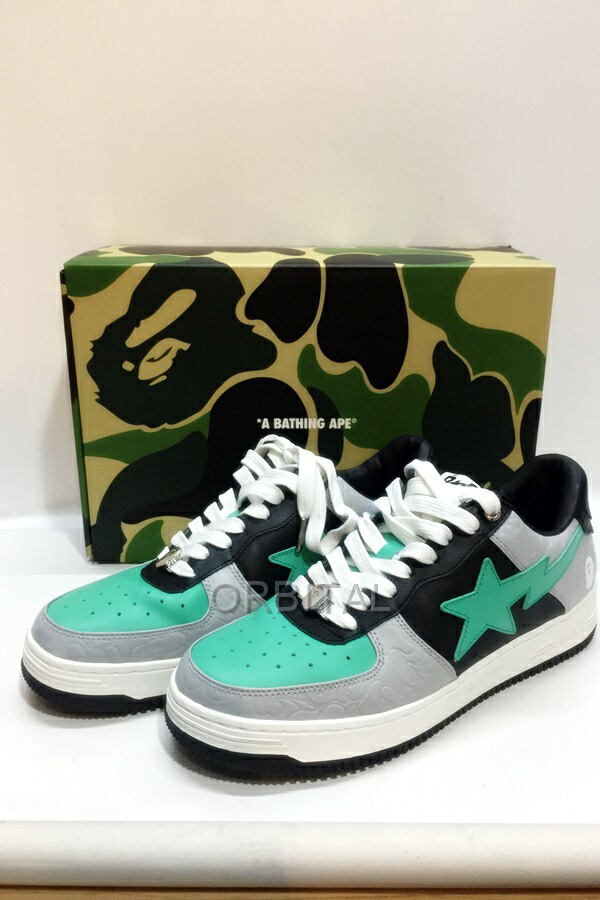 【中古】代官山) A BATHING APE アベイシングエイプ BAPE STA LOW M2 ベイプスタ ロー スニーカー グレー×グリーン 29cm