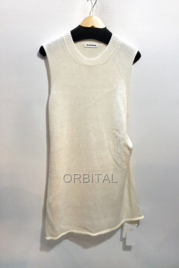 【中古】代官山)JIL SANDER ジルサンダー 国内正規 コットン セルロース ニットベスト ニットワンピース アイボリー サイズ36