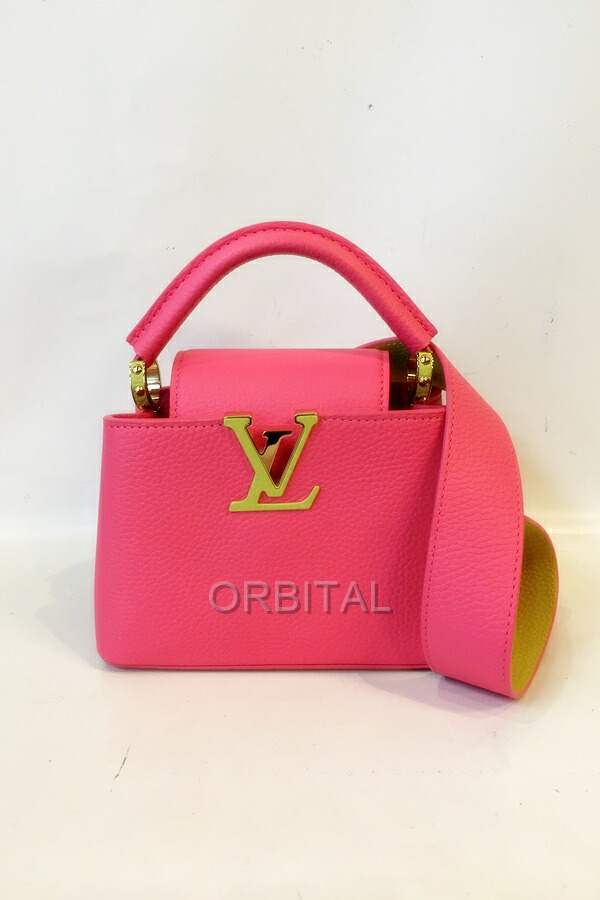 【中古】代官山)LOUIS VUITTON ルイヴィトン M55987 カプシーヌ ミニ MINI ハンドバック 2WAY 肩先 サクラ色 黄み ショルダーバッグ・メッセンジャーバッグ-バッグ・小物・ブランド雑貨