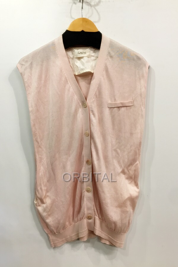 【中古】代官山)SANTE BY ETRE TOKYO サンテ バイ エトレトウキョウ シルク Vネック ニットベスト ジレ サイズF ピンク