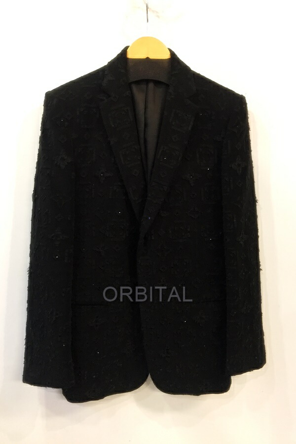 【中古】代官山)LOUIS VUITTON ルイヴィトン 国内置き目 モノグラム スパンコール上衣 綿織物 総ロゴタイプ 黒いこと 大きさ48