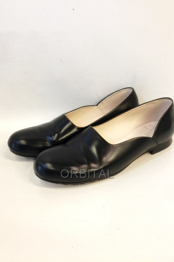 【中古】代官山)foot the coacher フットザコーチャー OPERA PUMPS オペラパンプス レザー フラットシューズ ブラック サイズ7.5