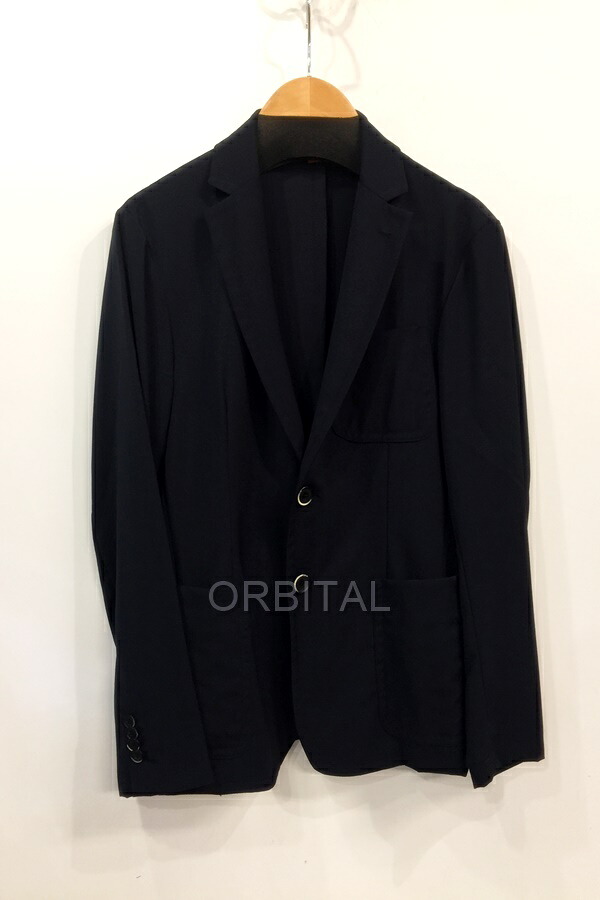 【中古】代官山)BARENA バレナ 一重仕立て ノッチドラペル 2ボタンジャケット サイズ46 ネイビー ソフトウール