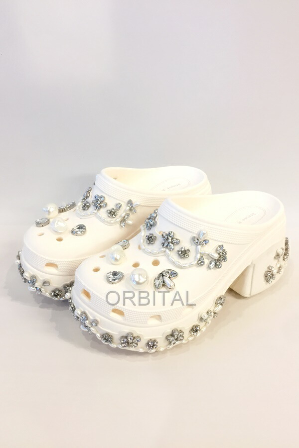 【中古】代官山)crocs × Simone Rocha クロックス×シモーネロシャ パール×ビジュー サイレン クロッグ サンダル ホワイト サイズ9