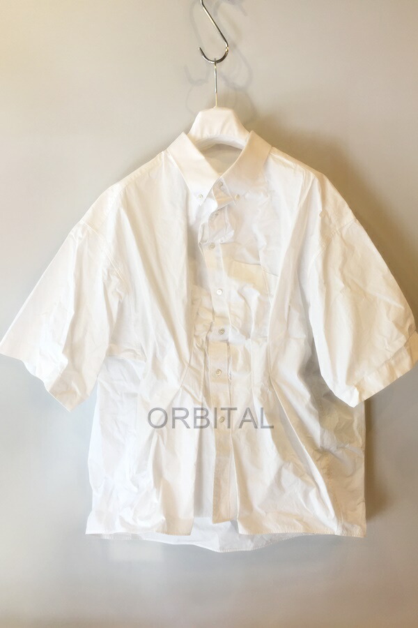 【中古】代官山)Maison Margiela メゾンマルジェラ S29DL0217 ギャザー ショートスリーブシャツ ホワイト オーバーサイズ 定価16万
