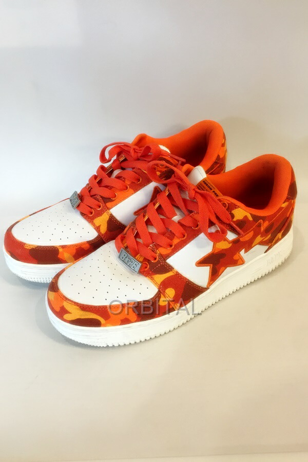 【中古】代官山)A BATHING APE × HERON PRESTON エイプ ヘロンプレストン BAPE STA ベイプスタ スニーカー オレンジ色 29糎