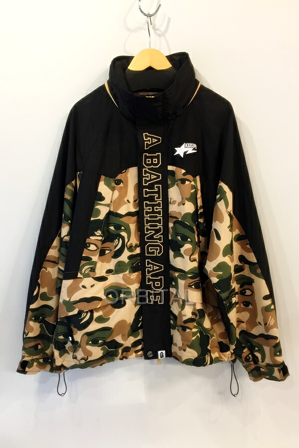 【中古】代官山)A BATHING APE BAPE &times; KIDSUPER エイプ キッドスーパー CAMO SNOWBOARD JACKET カモ スノーボードジャケット グリーン XL｜ベリーグッドストア