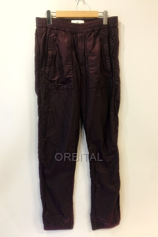 【中古】代官山)STONE ISLAND 731563734 ストーンアイランド ナイロンシアサッカーシャーリングテーパードパンツ パープル 大きさS