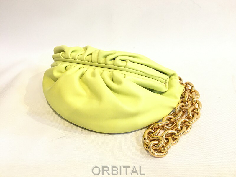 【中古】双生子玉)BOTTEGA VENETA ボッテガヴェネタ THE CHAIN POUCH ザ・チェーンポーチ 651445 なめし革 黄色 黄味がかった ショルダーバッグ