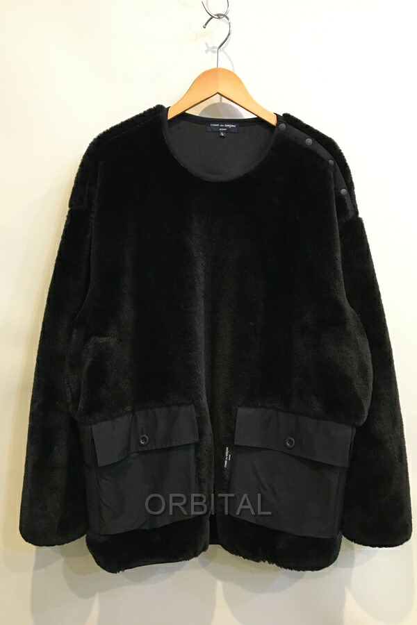 【中古】二子玉)コムデ ギャルソンオム COMME des GARCONS HOMME 24-25FW マイクロファーショルダーボタンスウェット L ※内側毛玉|ベリーグッドストア