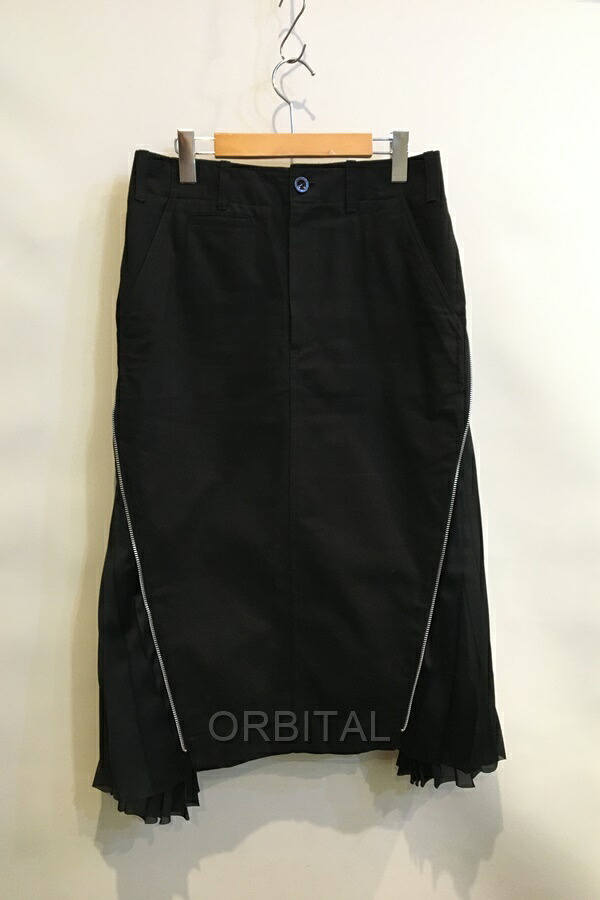 【中古】二子玉) sacai サカイ 25SS Cotton Chino Skirt コットンチノスカート ジップ プリーツ 2WAY 定価77,000円 25-08270 レディース 3 25,967円