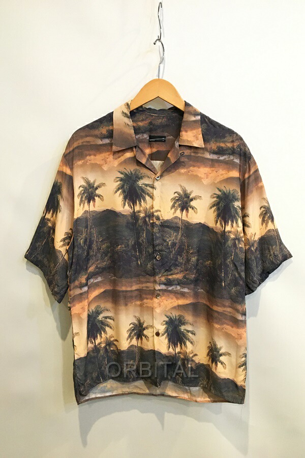 【中古】二子玉) LAD MUSICIAN ラッドミュージシャン 23SS PALMTREE SHORT SLEEVE OPEN COLLAR SHIRT レーヨンオープンカラーシャツ 44