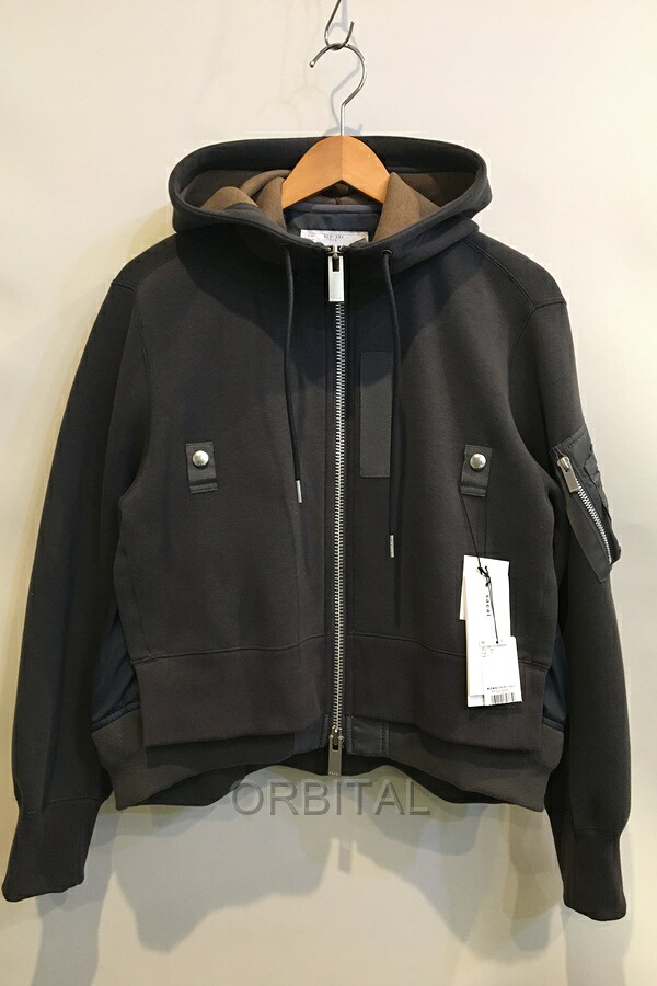 【中古】二子玉) sacai サカイ 25AW 極美品 SCW-231 スポンジスウェットナイロンツイルフーディー 定価79,200円 グレー ジャケット