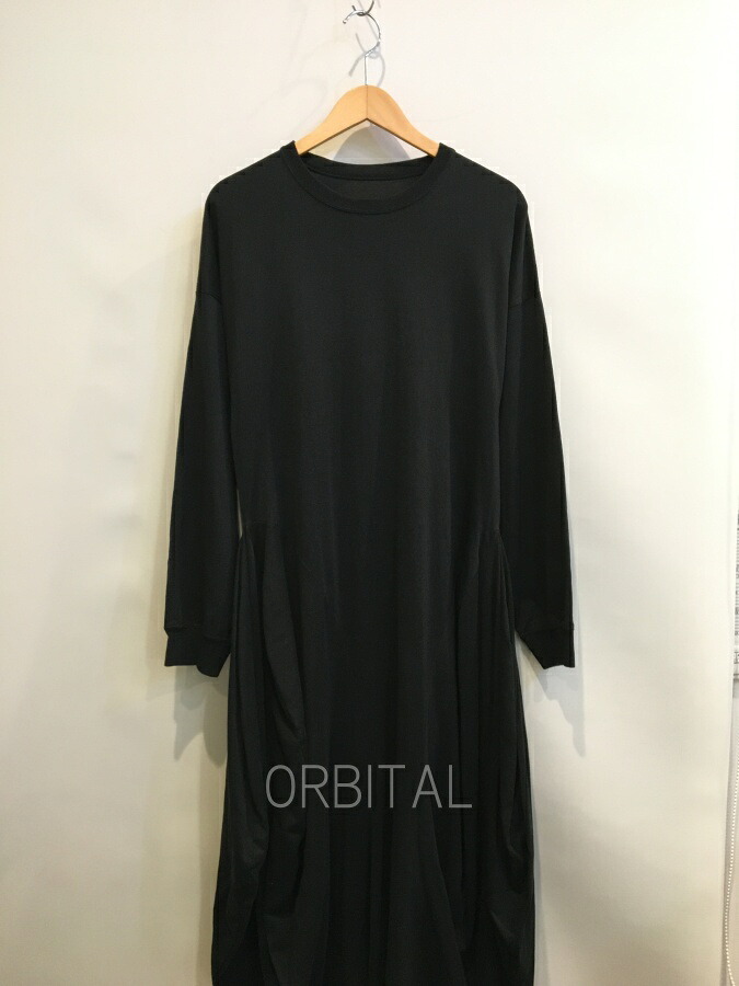 【中古】二子玉) nagonstans ナゴンスタンス ロングスリーブTシャツワンピース 黒 470EA183-2020 定価27,500円 レディース M エンフォルド