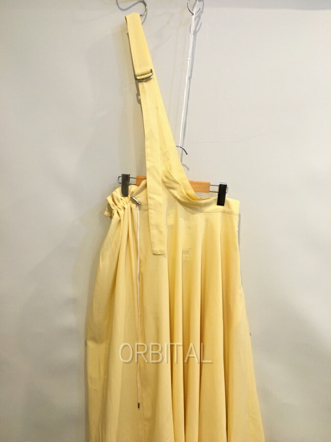 【中古】二子玉) UJOH ウジョー 未使用 ウール シングルベルト アシンメトリースカート ペチコート付 イエロー レディース 2 定価58,300円