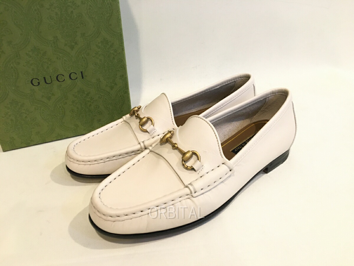 【中古】二子玉) GUCCI グッチ 未使用 ホースビット 1953 ウィメンズ ローファー オフホワイト 定価152,900円 サイズ36.5 23.5cm