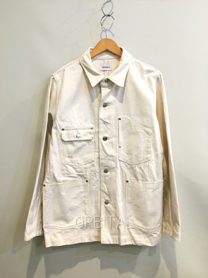 【中古】二子玉) TANAKA タナカ THE WORK JEAN JACKET ザワークジャケット ST-127 定価47,300円 ホワイト ユニセックス L