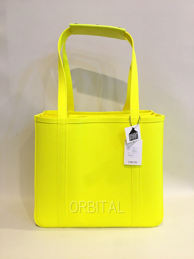 【中古】二子玉)ドーバーストリート取扱 CHACOLI チャコリ 未使用 FR 02 キャンバストートバッグ 定価44,000円 イエロー ※底面薄い汚れ｜ベリーグッドストア