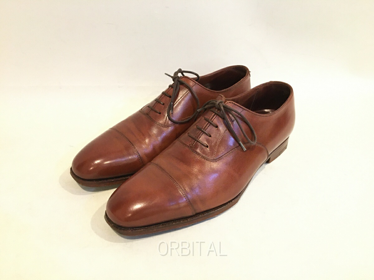 【中古】双生児玉) クロ毛布＆ジョーンズ Crockett\u0026Jones AUDLEY オードリー 内鳥毛ストレートチップシューズ 赤銅色 メンズ 6.5 25糎