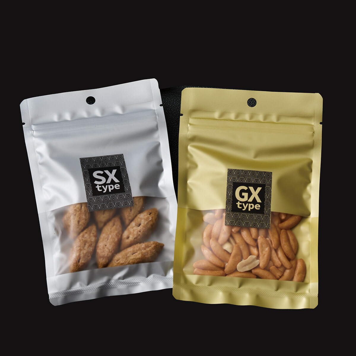 チャック袋 金色＆銀色の窓付きバリア袋 ナッツ 菓子 脱酸素対応【SX_GX】
