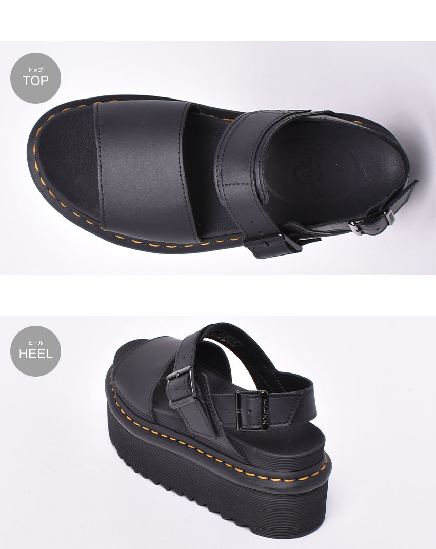 高質で安価 楽天市場 ドクターマーチン サンダル レディース Dr Martens ヴォス クアッド ベルト ストラップ パンク バンド カジュアル 原宿系 下北 おしゃれ 天然皮革 レザー 厚底 軽量 ブラック 黒 Voss Quad Via Torino インポートブランド 最も優遇