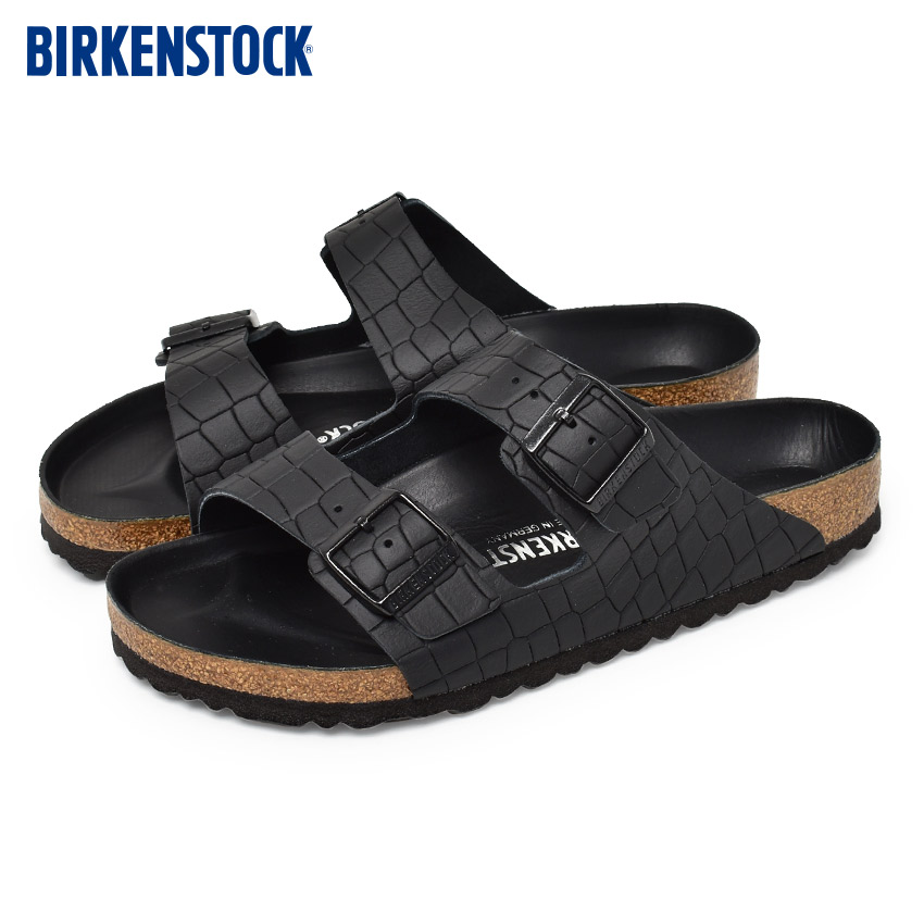 Tonai de ビルケンシュトック サンダル メンズ BIRKENSTOCK アリゾナ ビルケン 普通幅 本革 レザー モダン レギュラー  コンフォートサンダル カジュアル シンプル ナチュラル おしゃれ エンボス加工 ブラック 黒 1019206 ARIZONA  早い者勝ち-css.edu.om