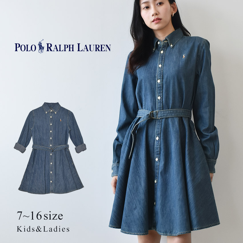 POLO RALPH LAUREN 白青チェック柄ラップワンピース 半袖 POLO RALPH LAUREN 白青チェック柄ラップワンピース 半袖