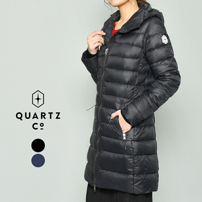 正規販売店 コート ジャケット クオーツコー Co Quartz ブランド レディース 2 000円クーポン対象 ダウンジャケット クォーツ Lausanne 紺 黒 防寒 保温 上着 高級 セミロング ミドル キャンプ レジャー アウトドア カジュアル シンプル アウター ライト