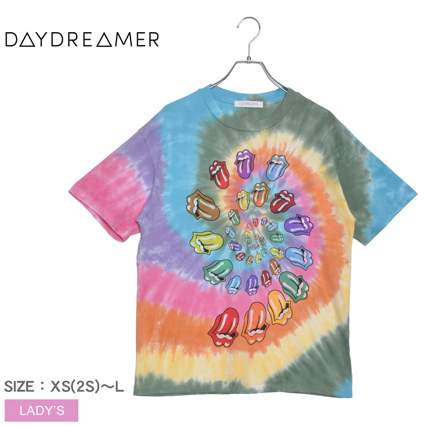 国際ブランド 楽天市場 500円クーポン対象 メール便可 デイドリーマー 半袖 レディース Tシャツ Daydreamer ローリングストーンズ ビガーバンウィークエンド ウエア トップス カジュアル シンプル クルーネック バンド ロック タイダイ カラフル レインボー