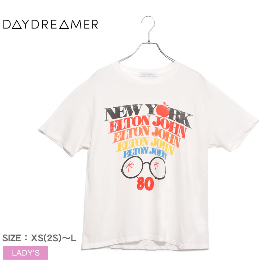 爆売り 楽天市場 枚数限定300円クーポン対象 メール便可 デイドリーマー レディース Tシャツ Daydreamer エルトン ジョン ニューヨーク ボーイフレンド 半袖 ウエア トップス カジュアル シンプル クルーネック ミュージシャン 音楽 ロゴ プリント 半袖
