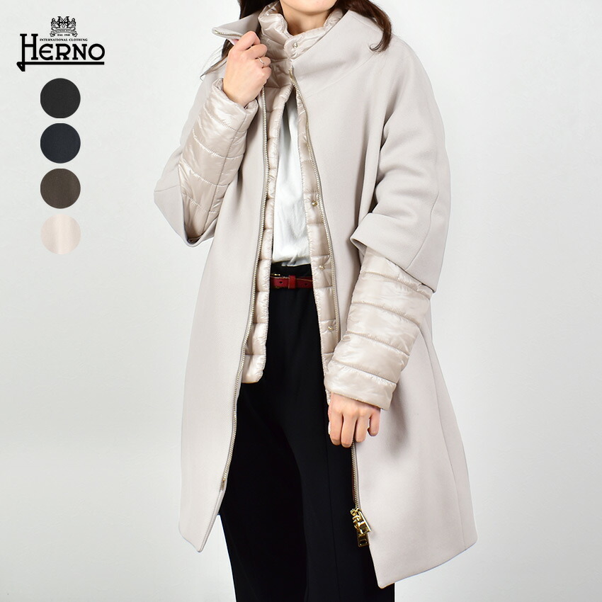 Herno 黒 ウールコート HERNO / ヘルノ】 PI077UL LAMINAR Belted coat (ラミナー