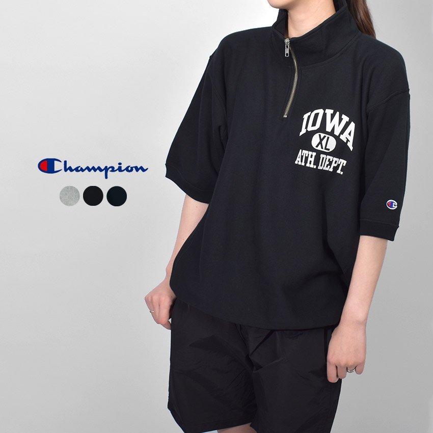 チャンピオン（Champion）/Champion/チャンピオン/HALF SNAP LS T−SHIRT 楽天市場】チャンピオン 半袖シャツ CHAMPION リバースウィーブ ハーフ
