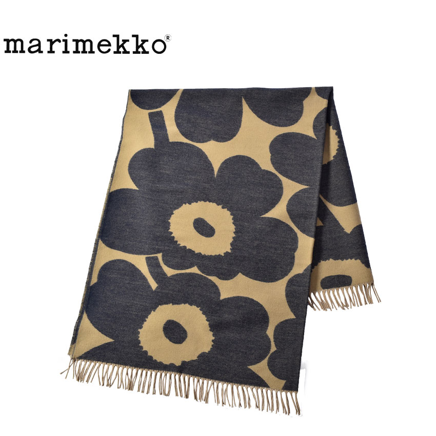 超特価激安 マリメッコ ひざ掛け Marimekko ブランケット 寒さ対策 かわいい 北欧 花柄 ブランド 定番 人気 学校 職場 フリンジ 防寒 カーキ ネイビー 694 851 安い Josenopolis Mg Gov Br