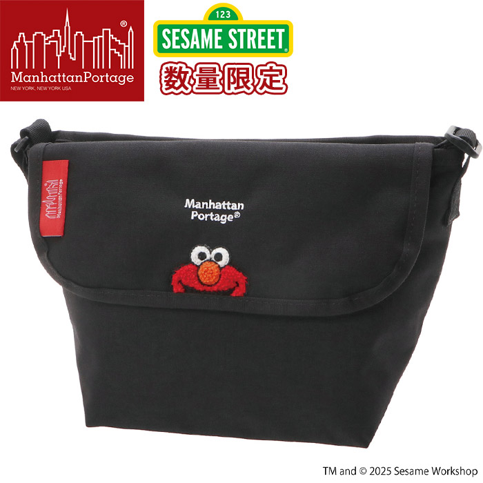 ManhattanPortage マンハッタンポーテージ ショルダーバッグ 限定モデル 正規品 セサミストリート メッセンジャーバッグ ショルダー メンズ ブラック 黒 A5 NYLON MESSENGER BAG XXS BP W/DIV MGNT 500D CORDURA SESAME ST MP1603BPDMGNTSSTEL|バッグ スーツケース のビアッジョ