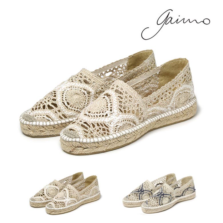 ガイモ　GAIMO　エスパドリーユ　ALPARGATA　espadrilles　レディース【あす楽対応】　スリッポン　シューズ　レース　編みこみ　ぺたんこ　メッシュ　2022SS　春夏