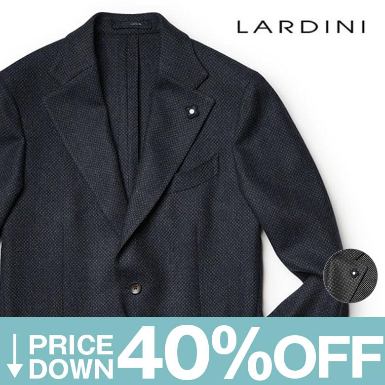 LARDINIラルディー二 ガンクラブチェック ウールジャケット48 未使用級 LARDINI 春夏 テーラード ガンクラブチェック ブラウン