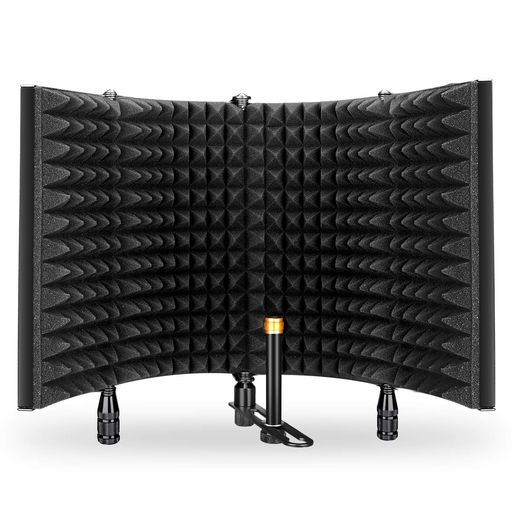 Aokeoマイク防音吸音材シールドマイク分離シールド折り畳みボーカル録音放送用放送用リフレクション・フィルター録音吸音材(AO-504)