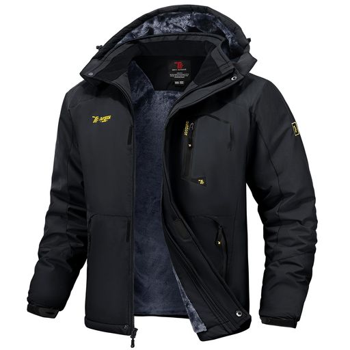 [Gopune] メンズ アウトドア ジャケット 裏ボア ハイキングウェア 多機能登山服 ジョギング アウター スキーウェア 防水 ジャンパー 防風 防寒 ウィンドシェルジャケット 秋冬用 ブラック M｜vicsystore