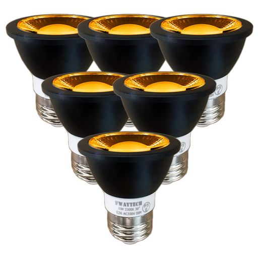 FWAYTECHLEDスポットe26濃い電球色高演色性Ra92COB6W中角30度50W~60W相当ダクトレールLEDスポットライトレフ電球代替密閉器具対応(濃い電球色相当(2300K)本体黒E26口金調光(6個))