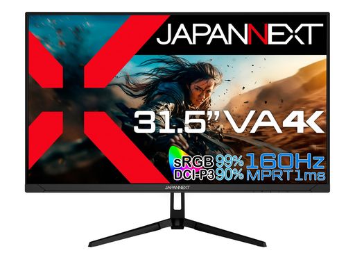 JAPANNEXT31.5インチゲーミングモニター160Hz1ms4K3840x2160解像度VAパネルディスプレイ(HDMI/DisplayPort/VESA対応/ブルーライトカット/視野角178°)JN-315V160UR