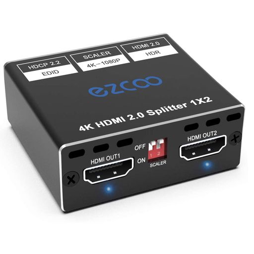 EZCOOHDMI分配器1入力2出力/2出力1入力4K@60HzHDRHDCP2.2スプリッタースイッチャー2画面同時出力画像複製用切替器任天堂Switch/PS5/PS4/XboxSeries