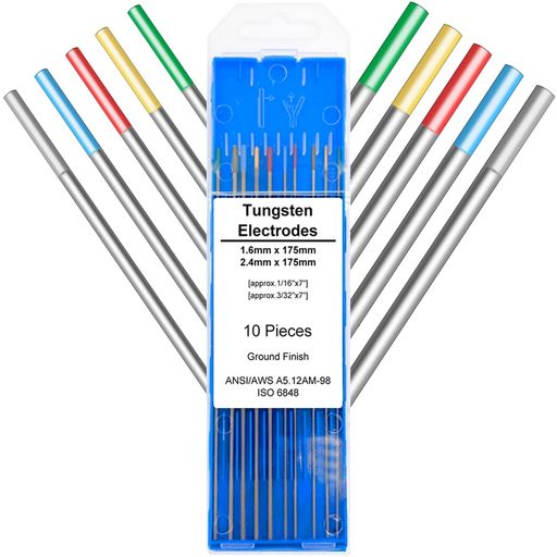 EATBALETIG用ウォルフラム溶接用電極棒雑ぜ合わせる包み2.4/1.6x175粍、純ウォルフラム2本、2%ce(薄墨色)2本、1.5%提燈(ゴールド)2本、2%提燈(青碧)2本、2%トリウム(赤いこと)2本(1…