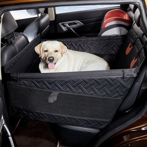 Cavoyo犬ドライブボックス犬車用ベッド後部座席中大型犬犬車シートペットドライブシートレザーリード付き防水折り畳み半分型崩れしない車犬カーシートマット飛び出し防止ペットドライ…